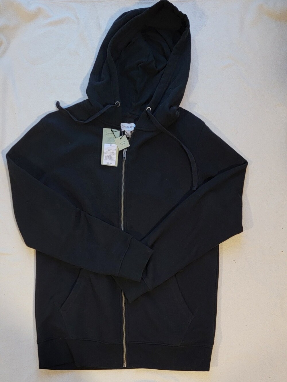 Black Full-Zip Hoodie with Hood